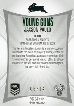 2022 NRL Elite - Young Guns Priority #YGP24 Jaxson Paulo Back